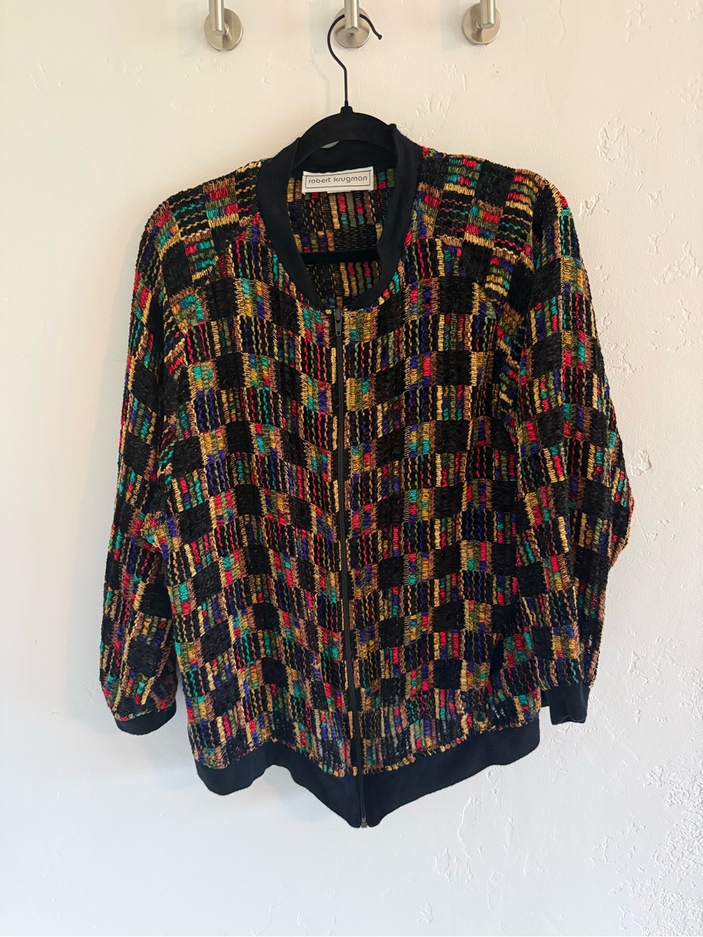 Vintage Robert Krugman Multicolor Vintage Knit Zip Cardigan